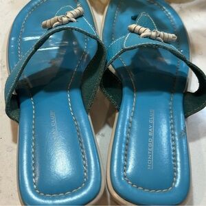 Montego Bay Club Women's Turquoise Blue Slide Wedge Sandals